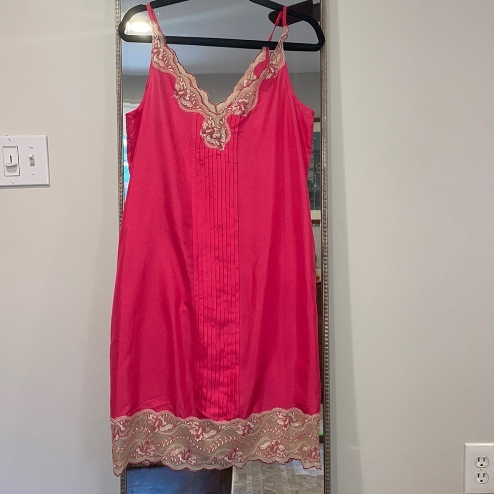 Express Pink Silk and Lace Slip Dress